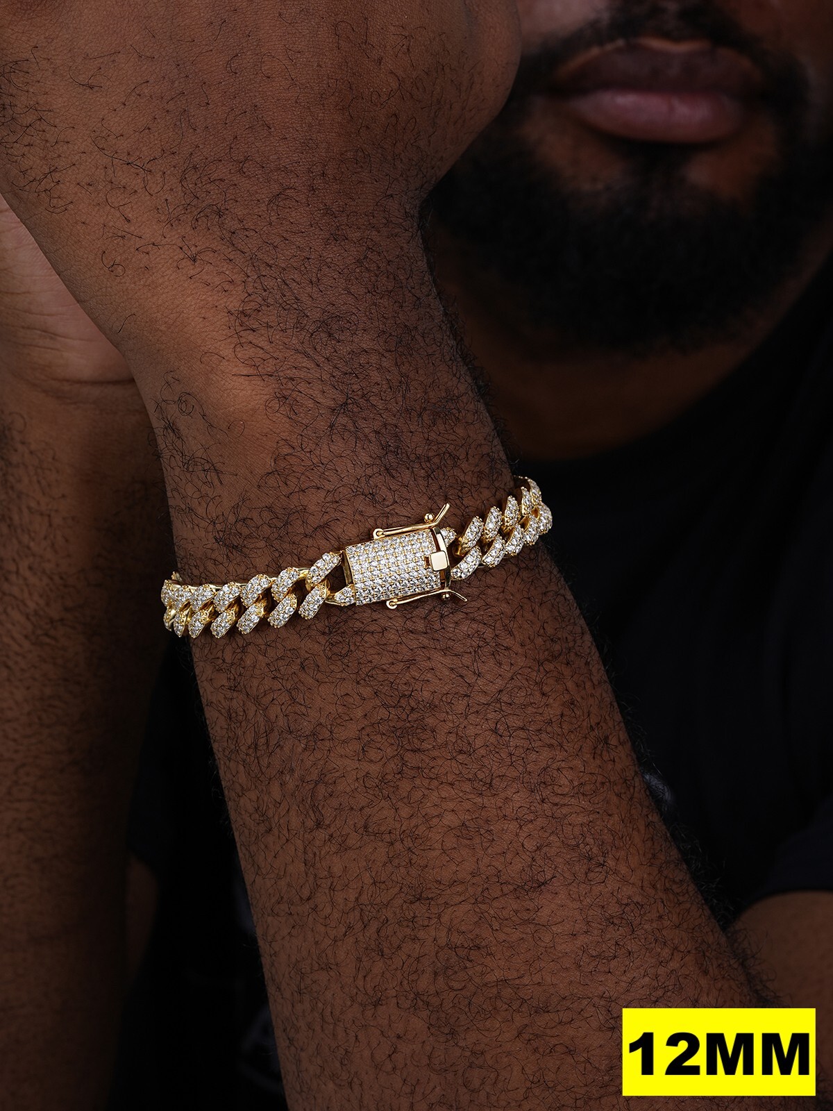 Real Miami Cuban Link Bracelet MOISSANITE 14k Gold Plated 925 Sterling Silver