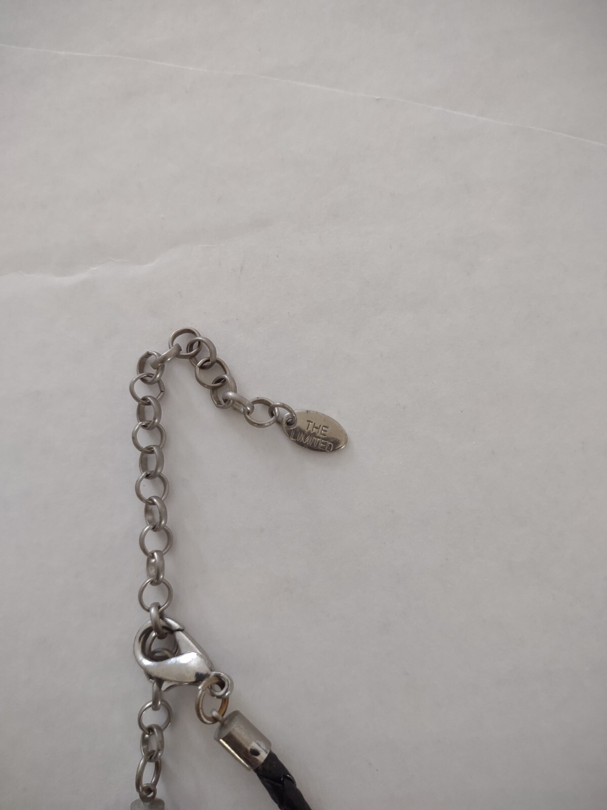 Vintage Silvertone Heart Pendant Choker Necklace Black Braided Leather Cord