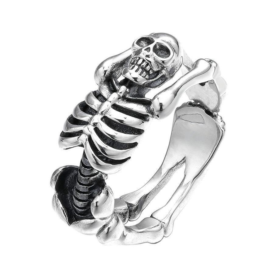 sterling Silver Open Ring with Skull Personalized Women Mens Jewellery Gift Ring