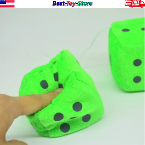 2PCS Plush Fuzzy Dice Car Rear View Mirror Decoration