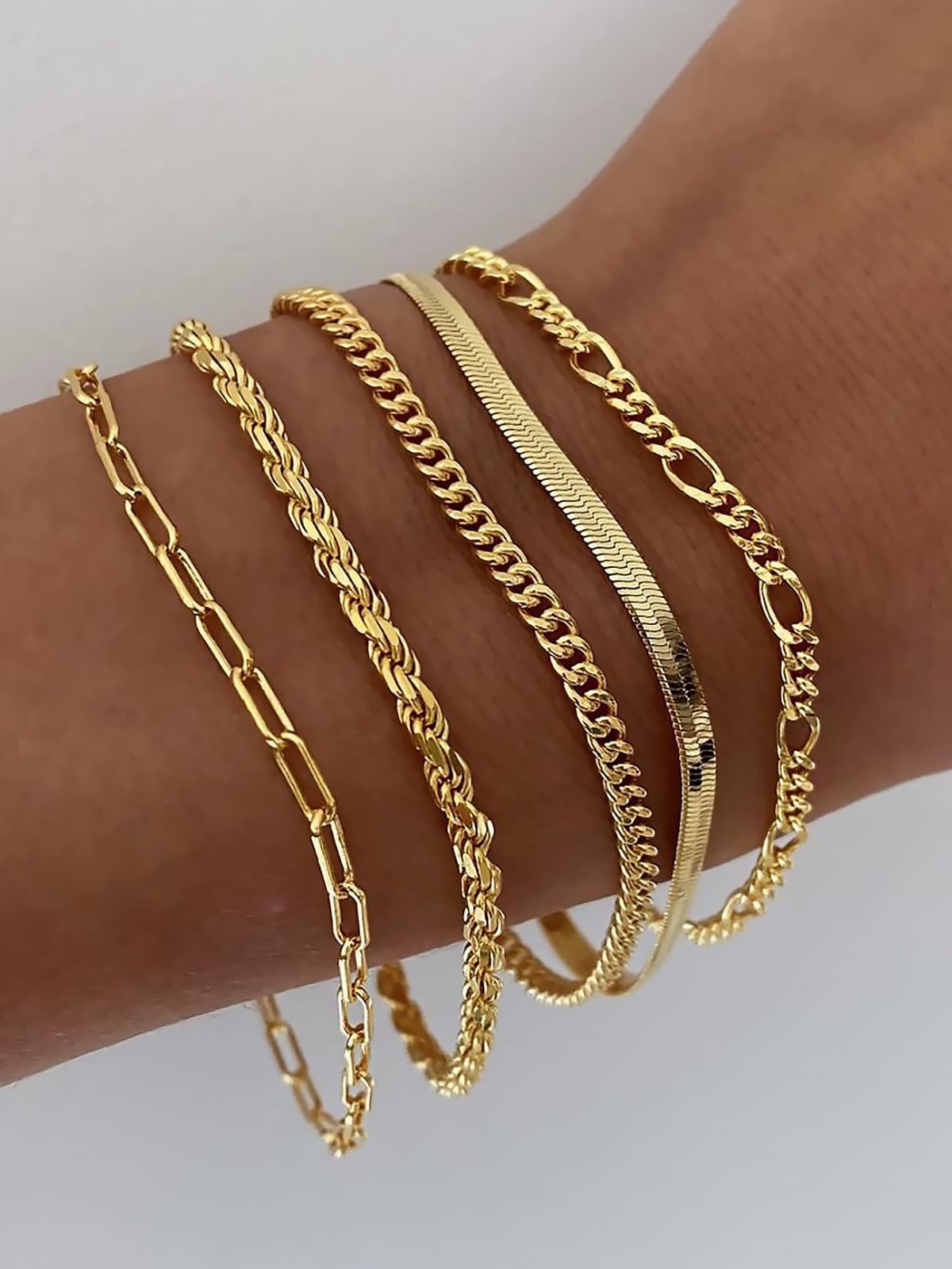 Waterproof 14K Gold Plated Bracelets for Women – Minimalist Stackable Jewelry Se