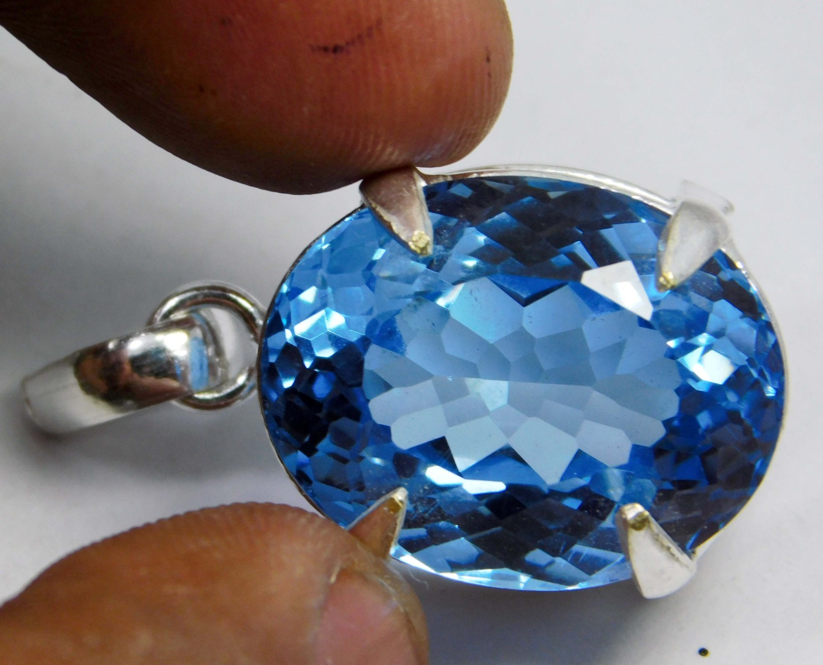 Natural 55.30 CT Certified Blue Sapphire Loose Gemstone Pendant 925 Solid Silver