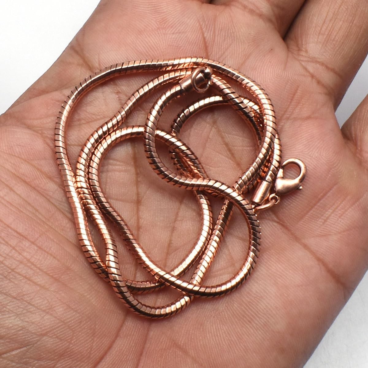Handmade Pure Copper Snake Chain Necklace – Solid Unisex Jewelry Gift, Unique De