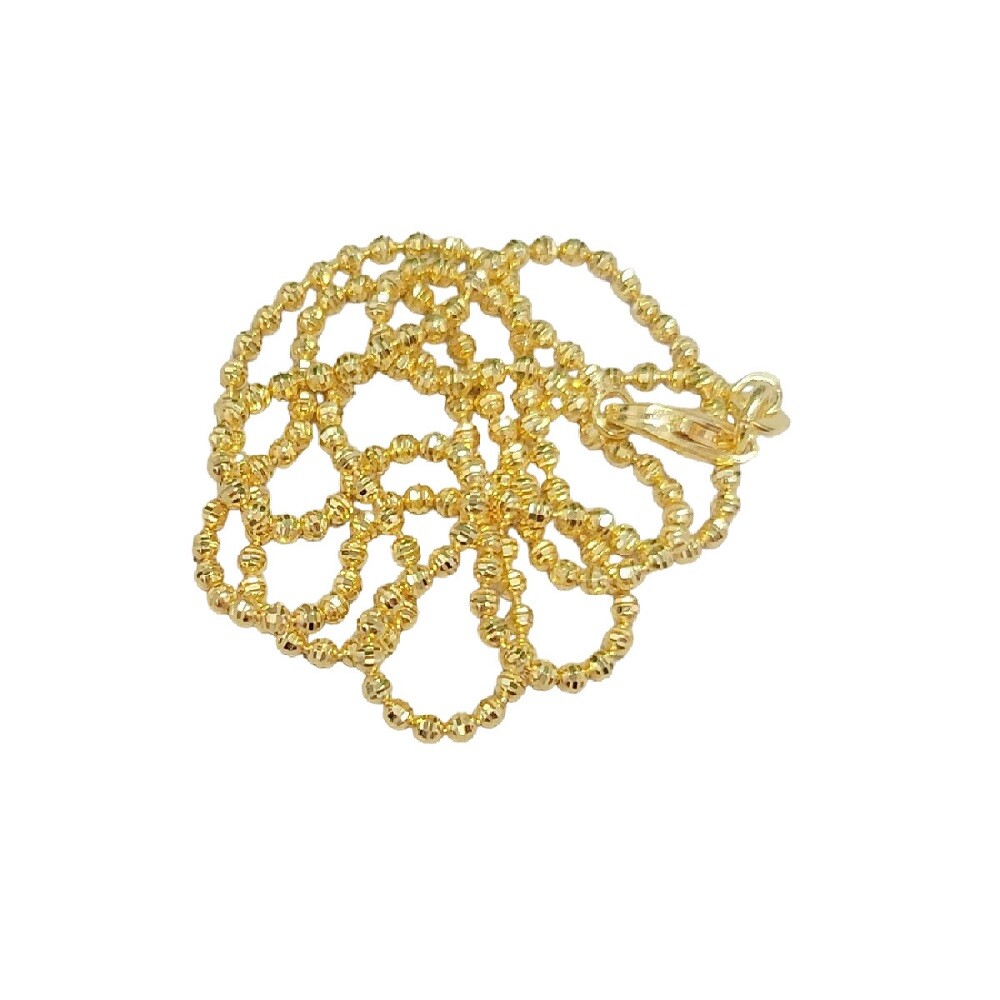 Sterling Silver 2 mm Yellow Gold Plated Diamond Cut Bead Ball Chain Necklace