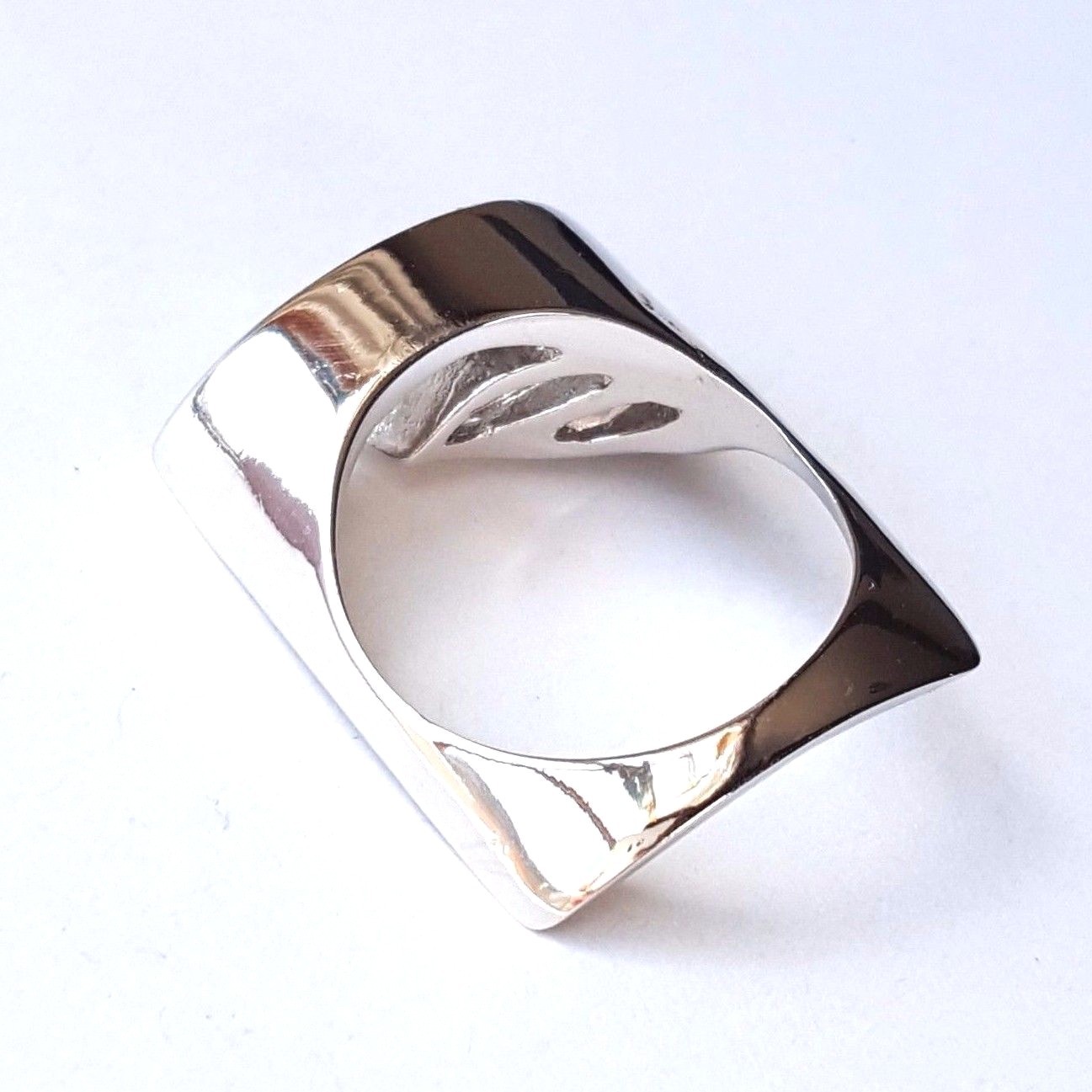 (SIZE 6,7,8) CIRCLE IN SQUARE Frame RING Marquise CZ Stone .925 STERLING SILVER