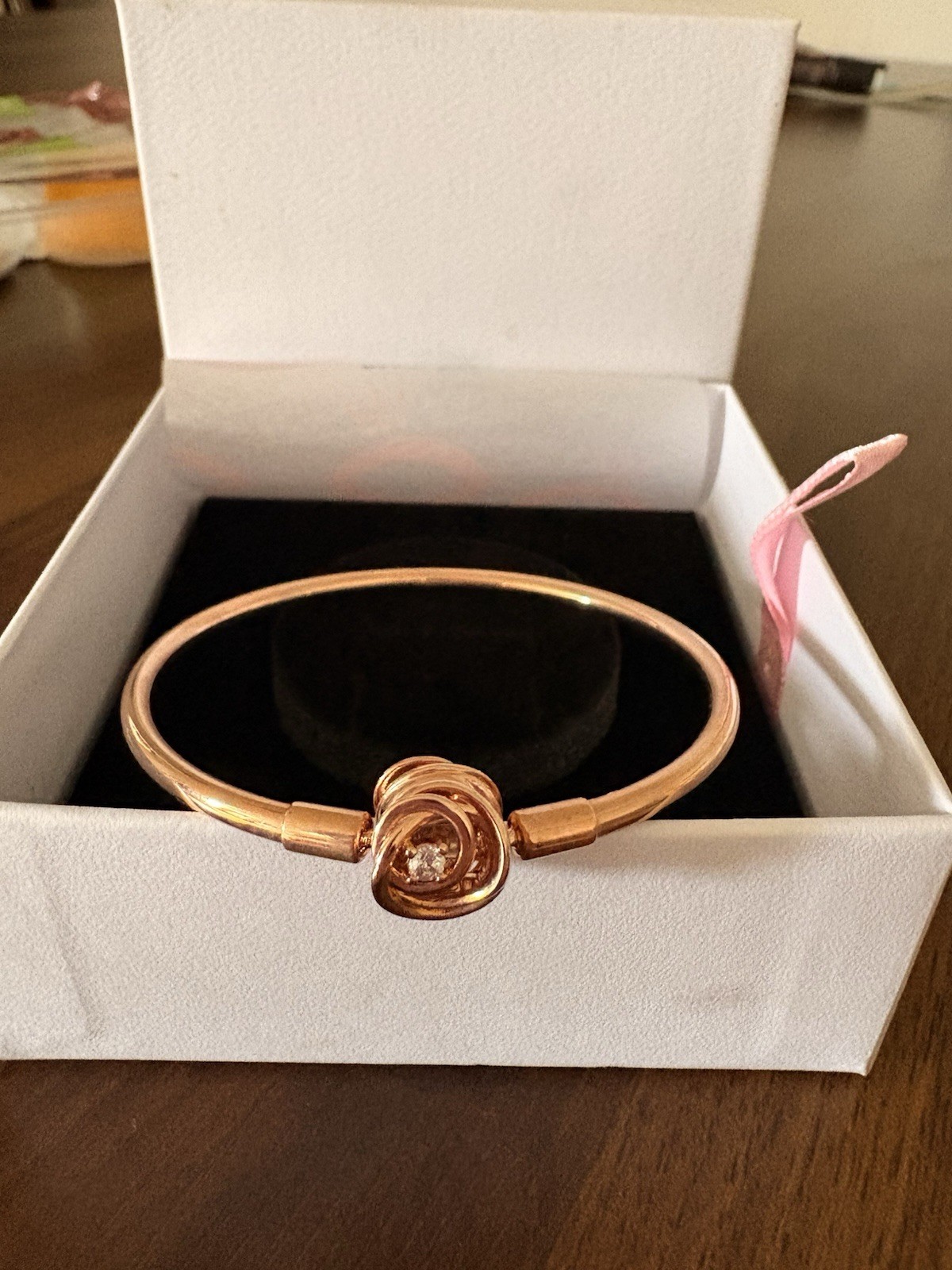 Pandora Moments Encircled Clasp Bangle 14k rose gold plating