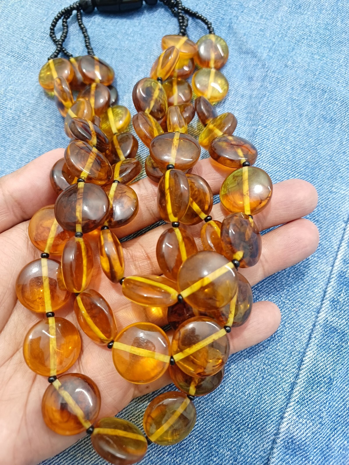 Tribal Tibetan Banjara Amber Look Boho Gypsy Necklace Belly Dancer Resin Beads