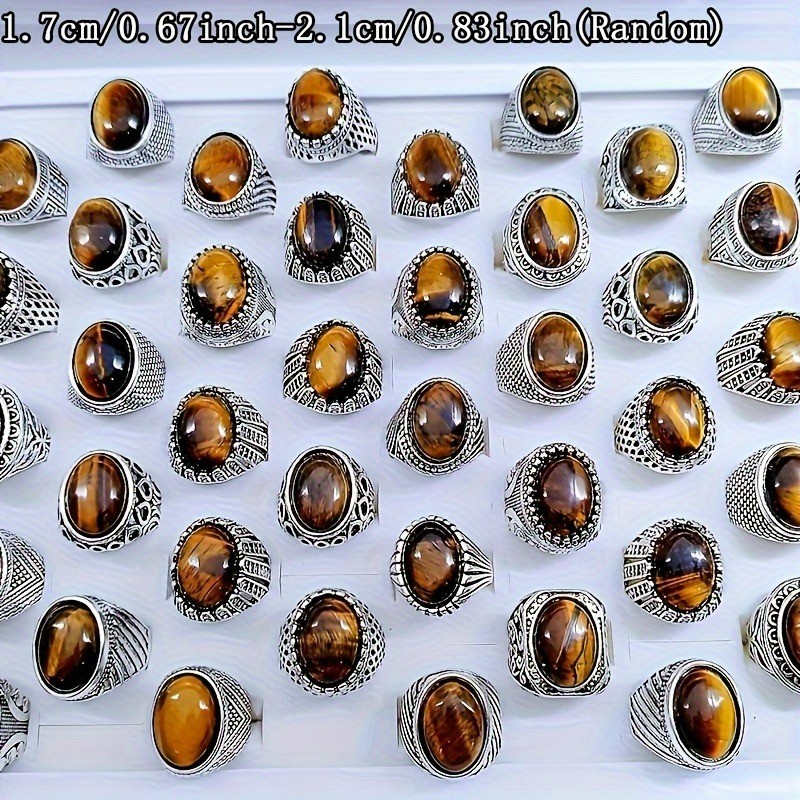 Tiger Eye Gemstone 20pcs Wholesale Lot Mixed Rings Jewelry Natural Stone US 7-11