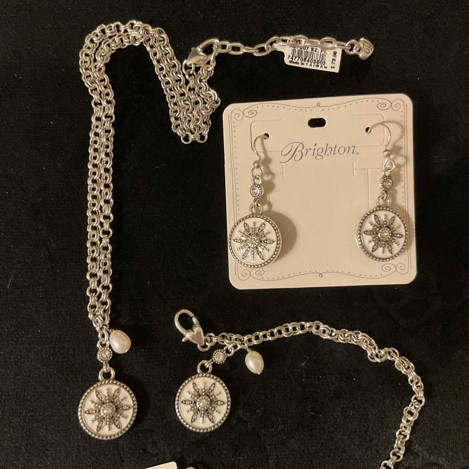 STRIKING NWT BRIGHTON NEVE SNOWFLAKE NECKLACE BRACELET EARRINGS SET RP:$214