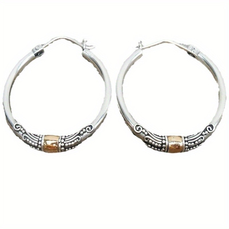Vintage Textured Hoop Earrings Boho Ethnic Jewelry Daily Wear Accessory Gift