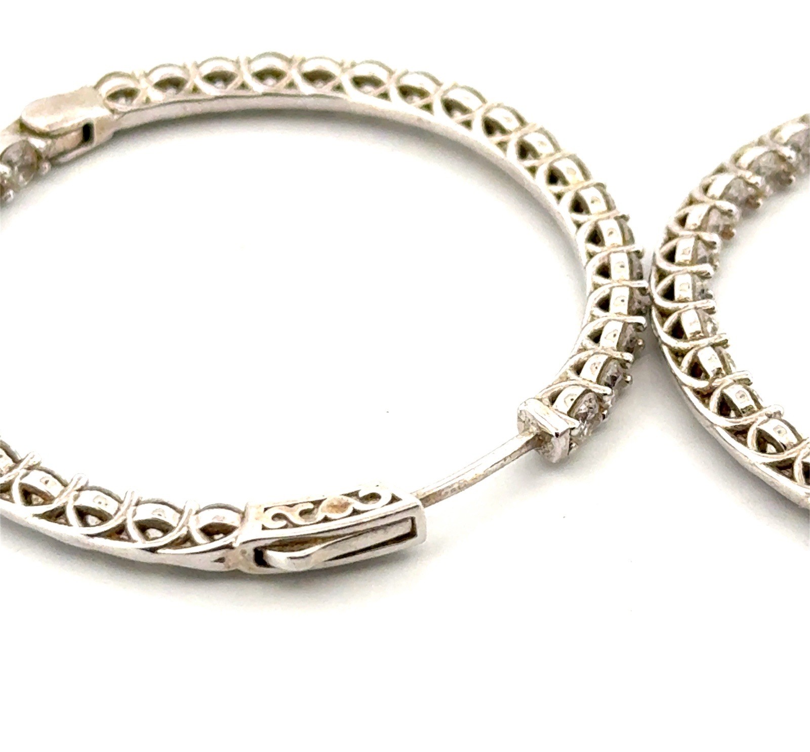 43mm 925 Sterling Silver Cubic Zirconia Hoop Earrings 13.1g