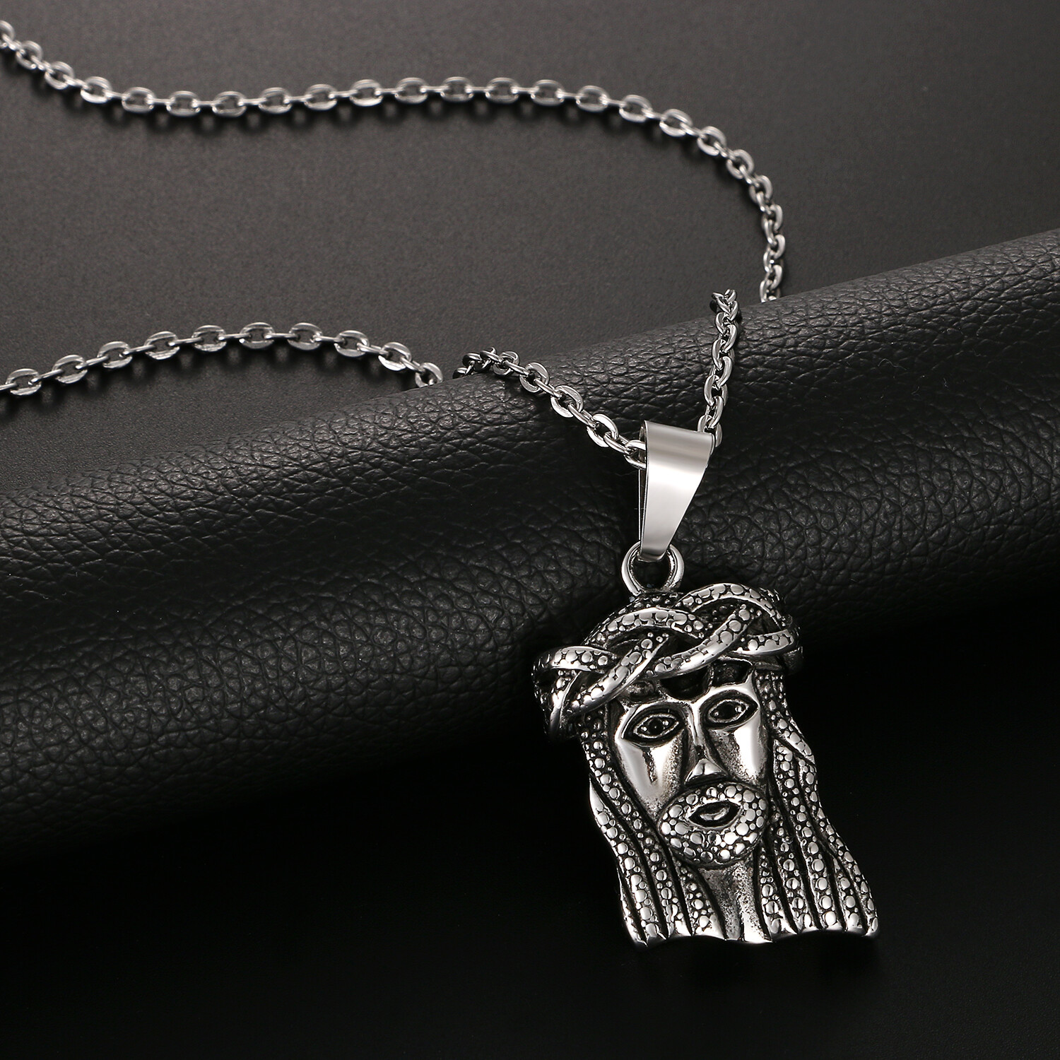 Hip Hop Silver Gold Men’s Stainless Steel Jesus Piece Necklace Pendant Chain 22′