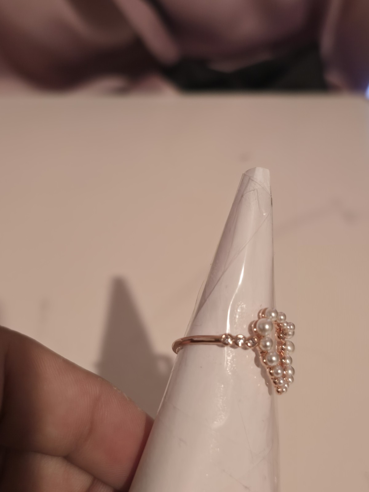 Bomb Party Blissful Heart Ring Size 9 Rose Gold Plated Ceramic Pearl RC66217