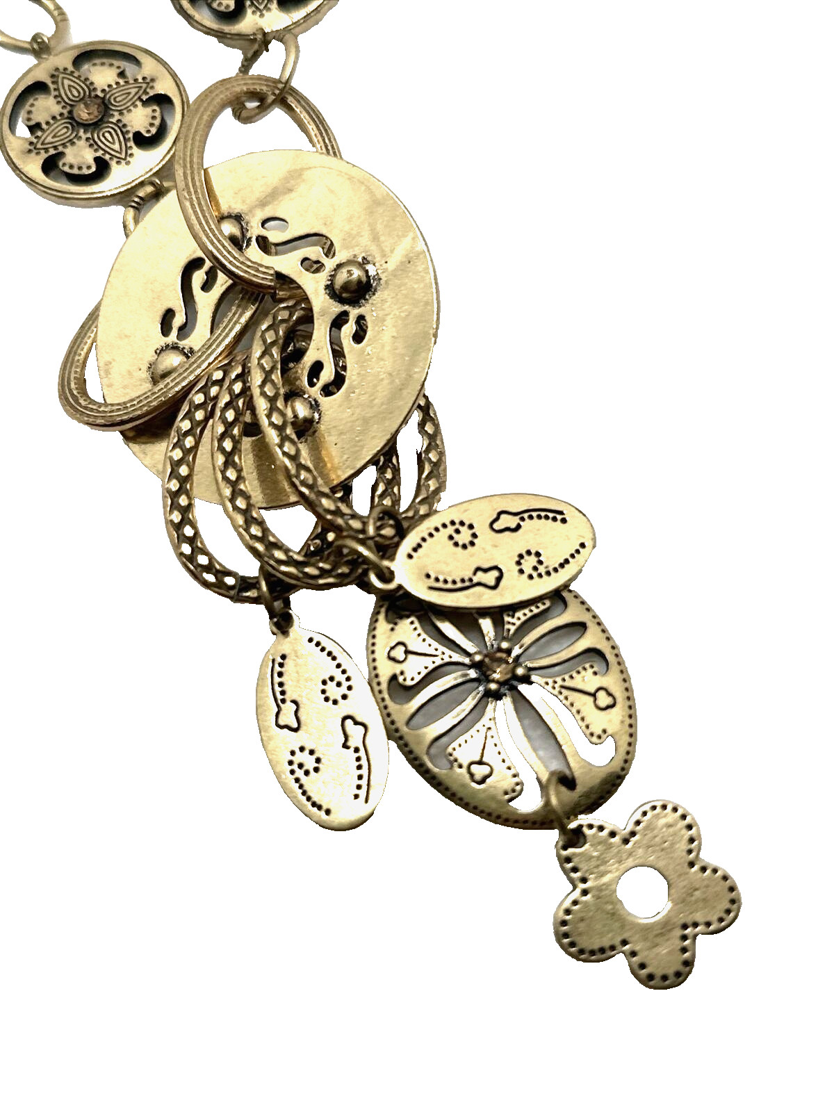 Y Drop Charm Necklace Made with Swarovski Crystals Gold Tone Moroccan Statement