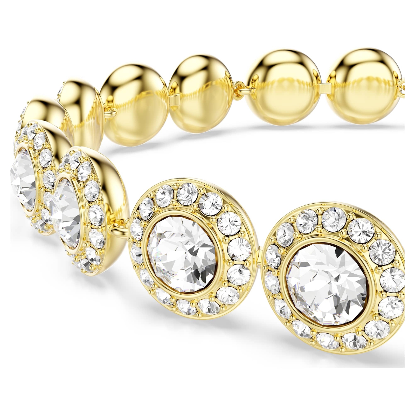 Swarovski Una Angelic Tennis Bracelet Round Cut, Pavé, Medium, White, Gold-Tone