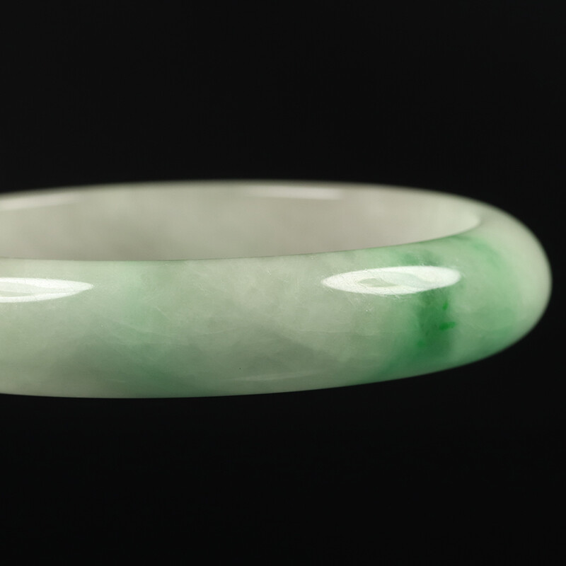 59mm White Green Jadeite Jade Bangle Bracelet Chinese Jade Bangle Women’s 11135