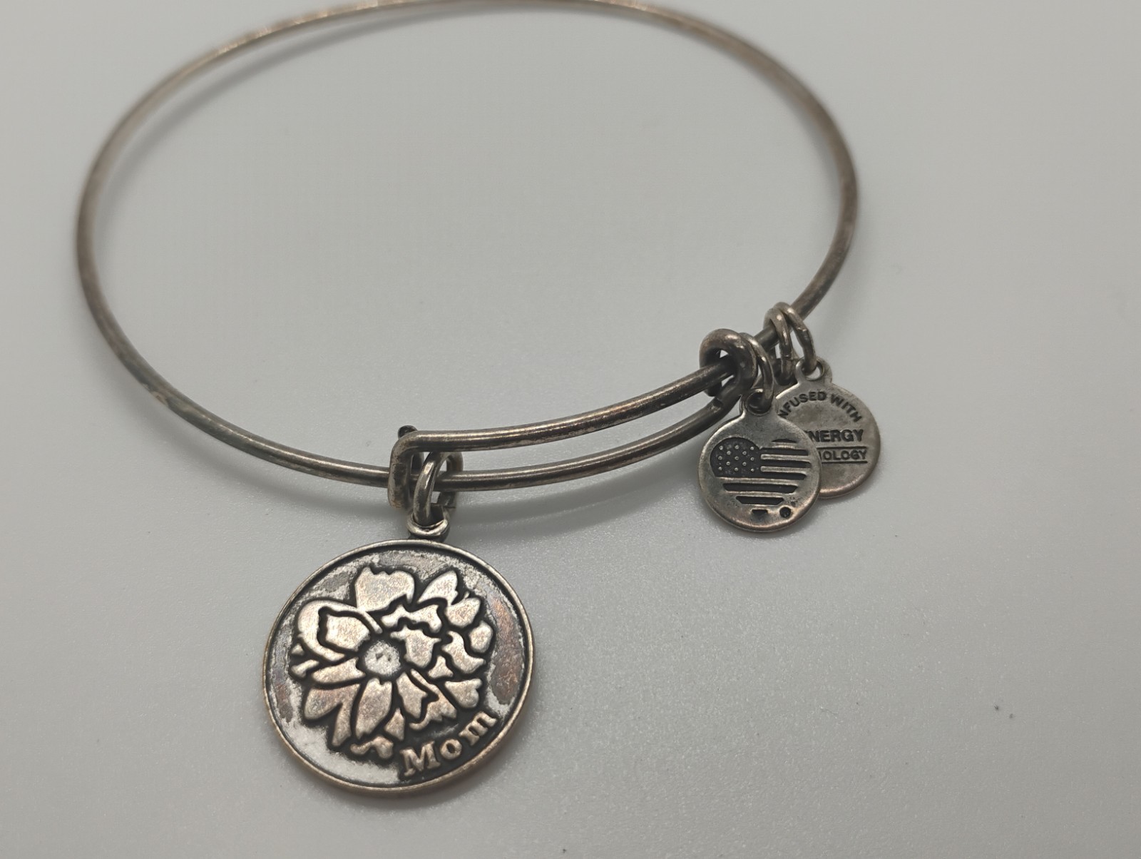 Alex And Ani 3 Silver Tone Charm Bangle Bracelet 2.5 Inches Diameter