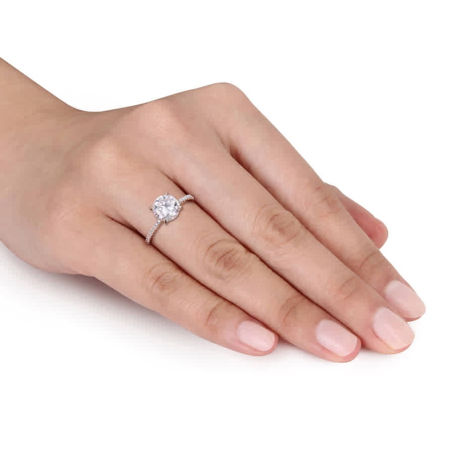 AMOUR 1 4/5 CT DEW Created Moissanite and 1/10 CT TDW Diamond Engagement Ring In