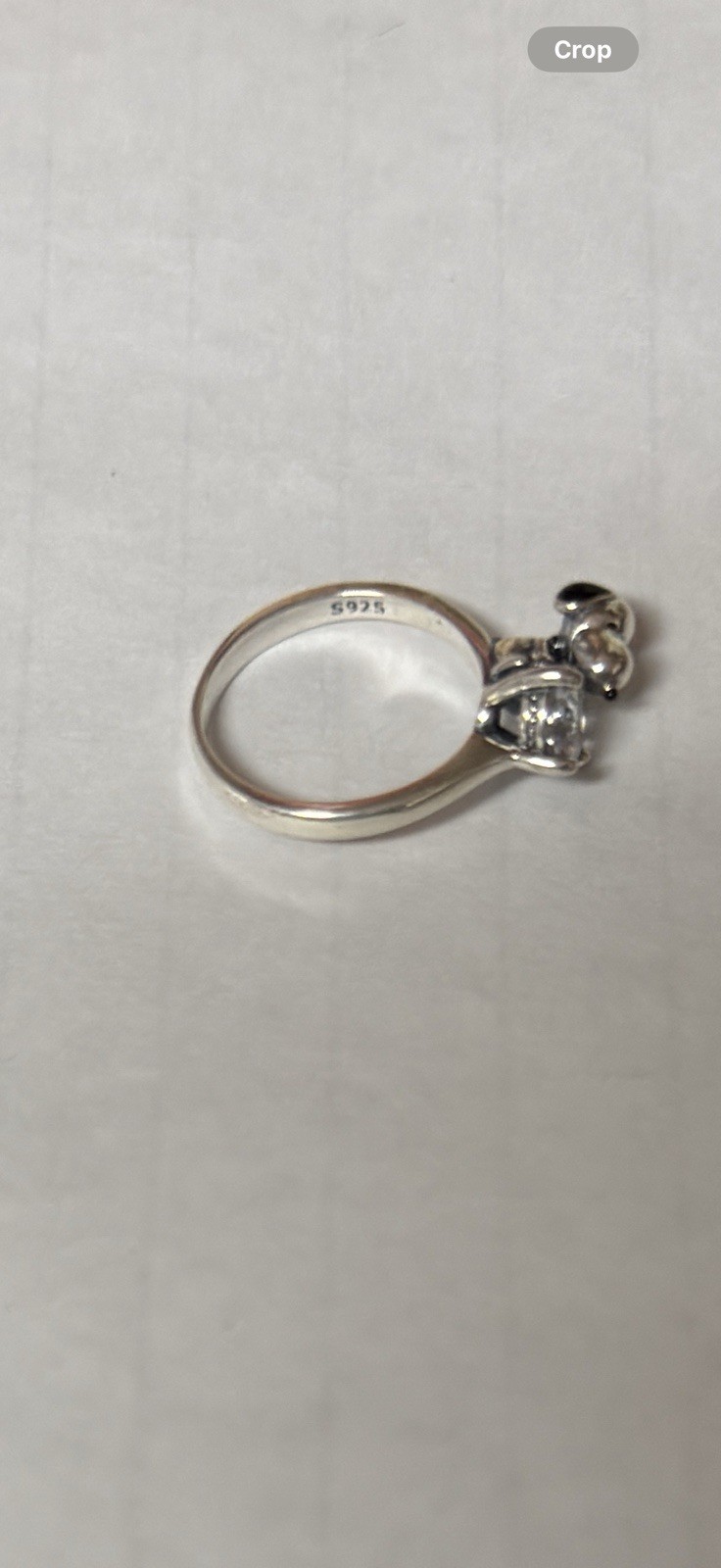 V256 S925 STERLING SILVER SNOOPY CZ STONE RING SZ6