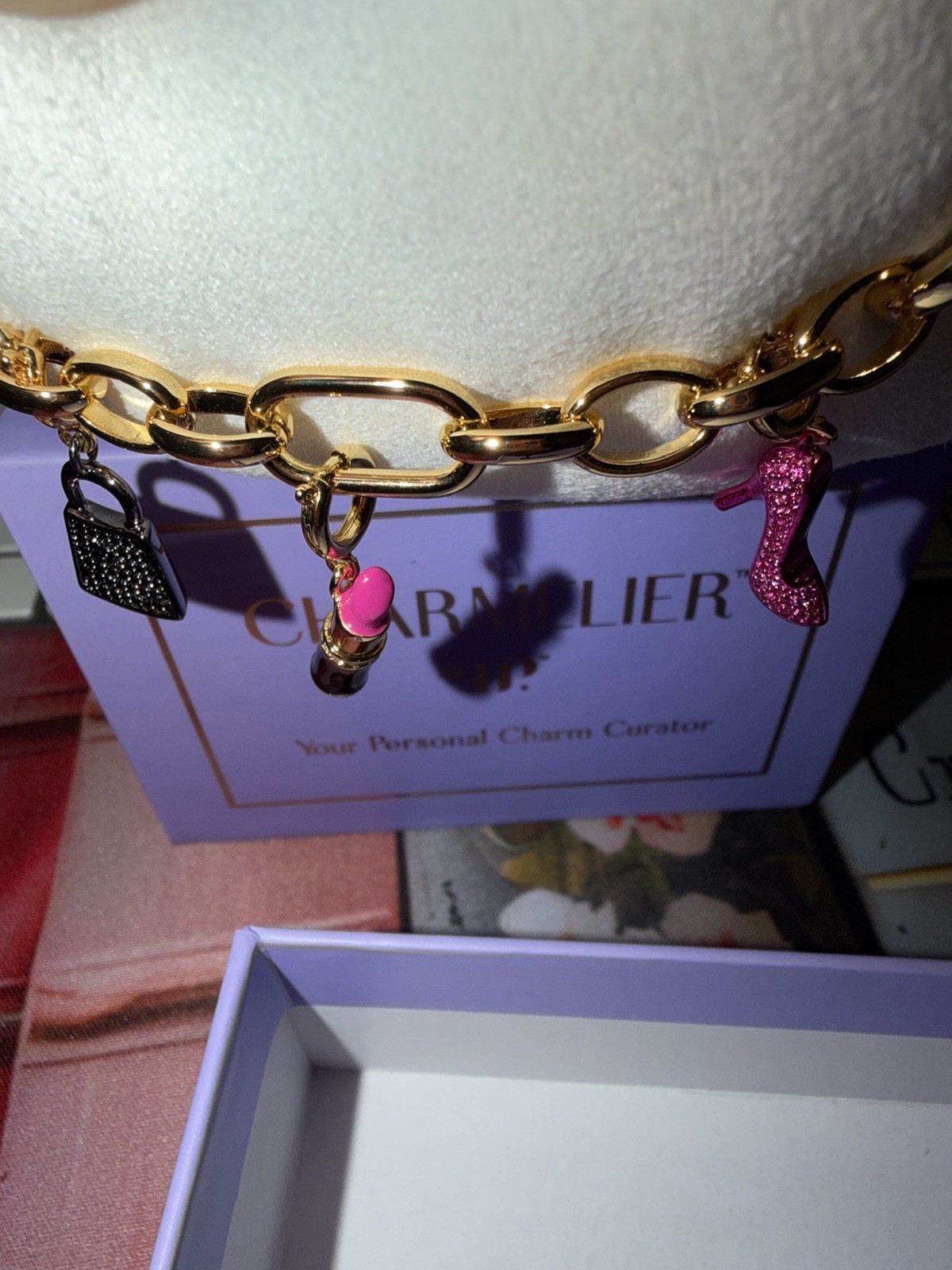 Bomb Party Charmelier “Runway Ready” Gold & Hematite With Removable Charms