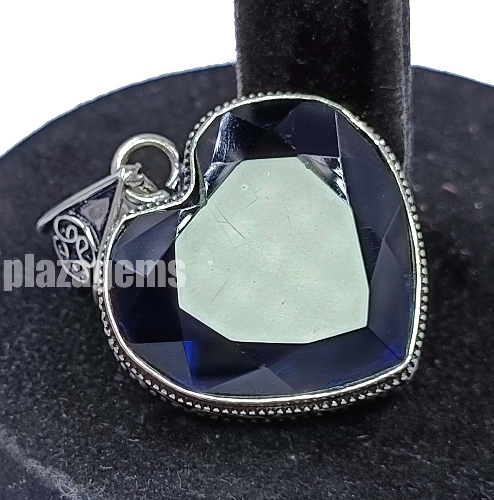 77.95 Ct Rare Natural Blue Sapphire Pendant Heart Cut Gems EGL 925 Silver 5ASC