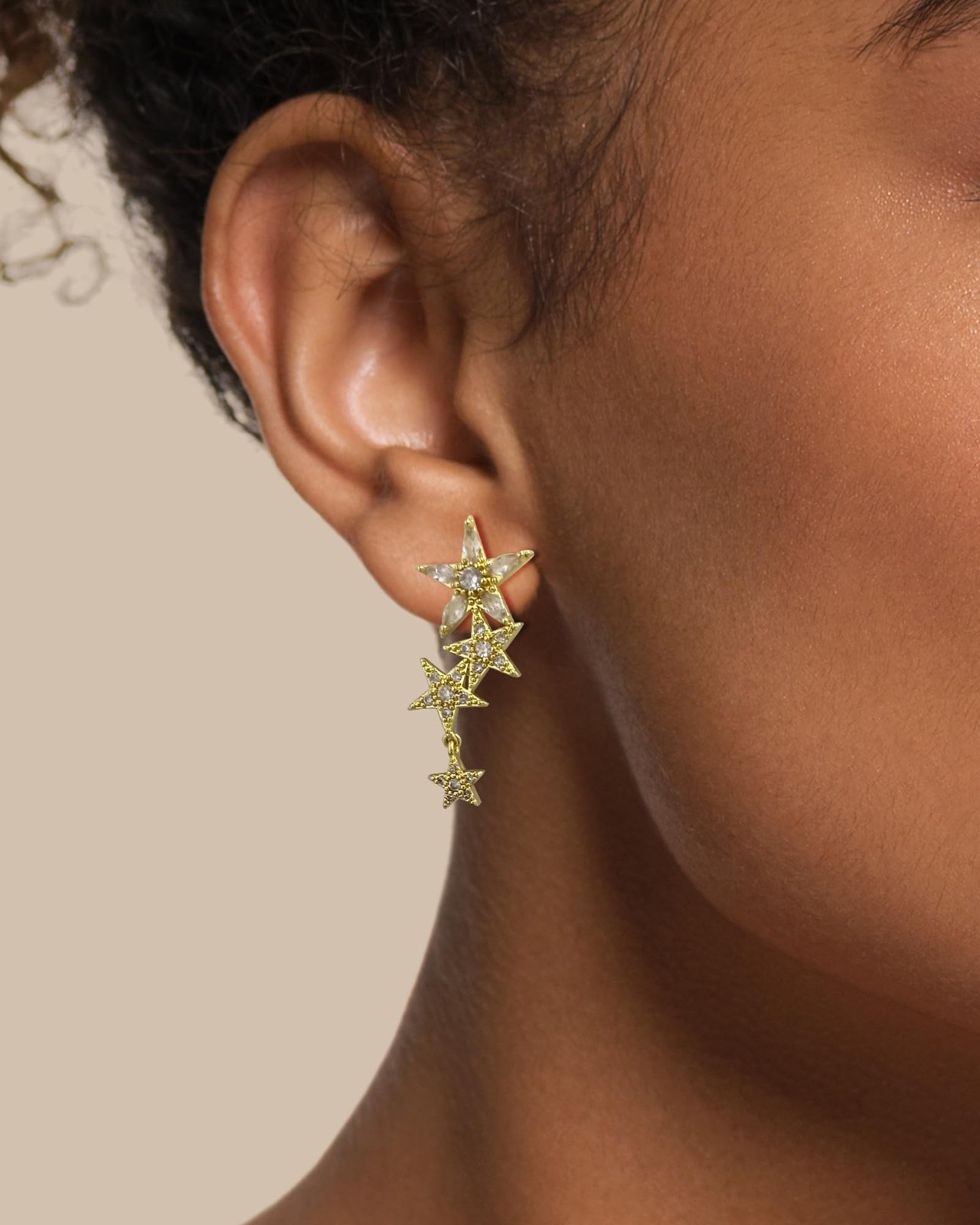Watforsh 14k Gold Plated Star Earrings for Women Four 3.1cm x 1.6cm, gold
