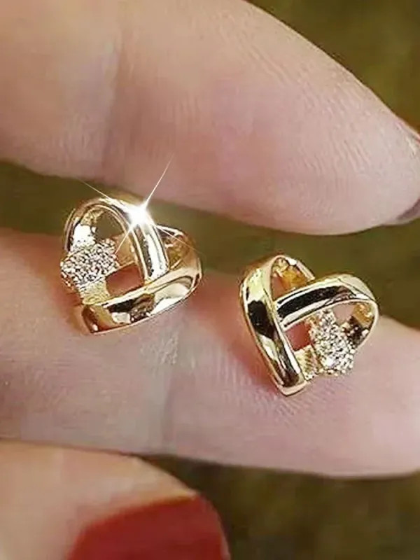 Huitan Eternity Love Earrings Ear Stud Piercing Silver Color/Gold Color Fashion