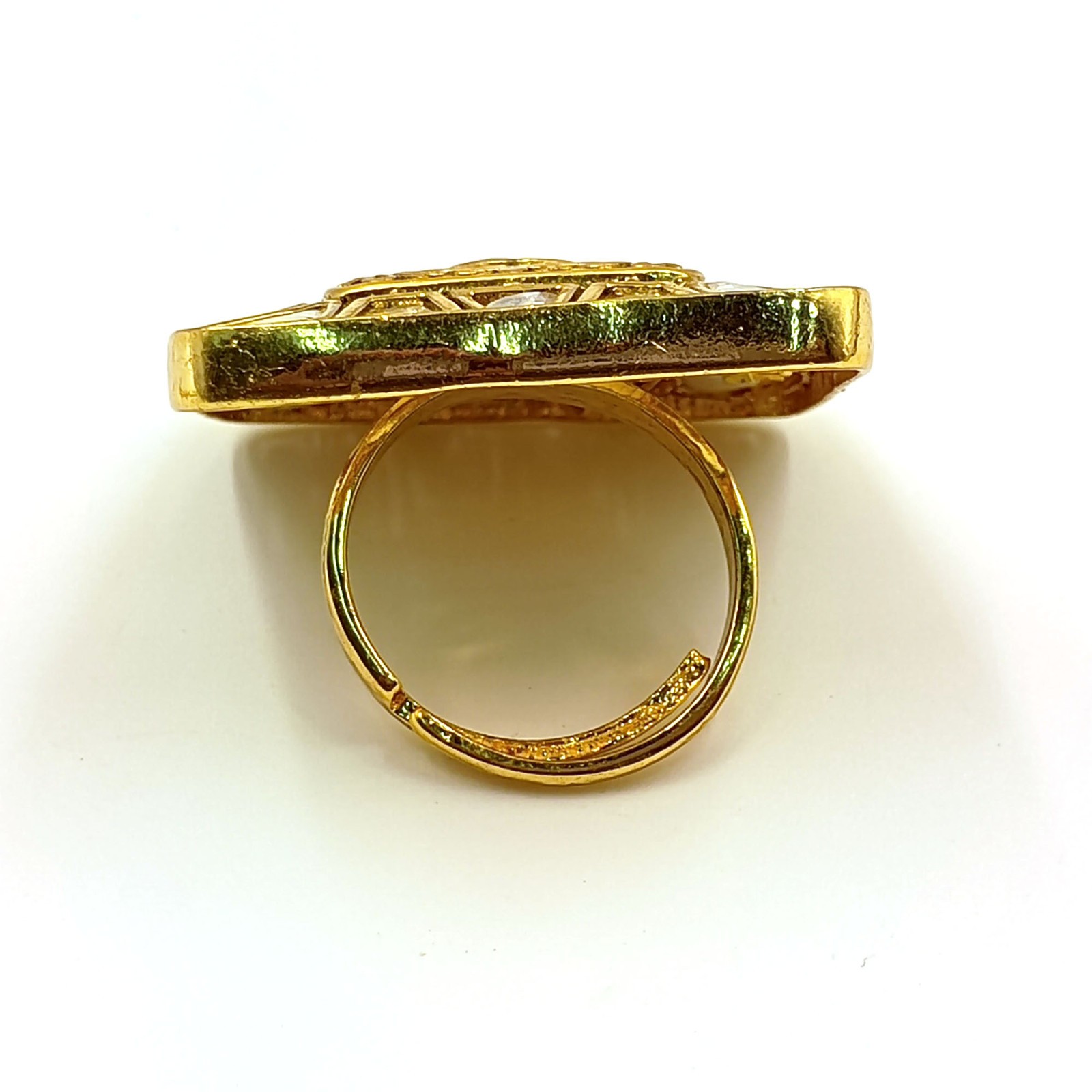 Traditional South Indian Kundan Polki Ring Green Stone CZ Handmade Gift Women