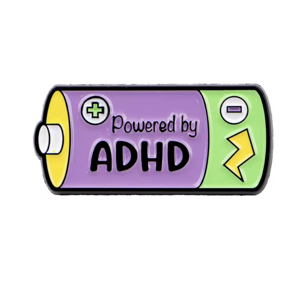 ADHD Battery Style 1pc Rubber Backer Pin Powered By ADHD Battery FREE SHIPPING