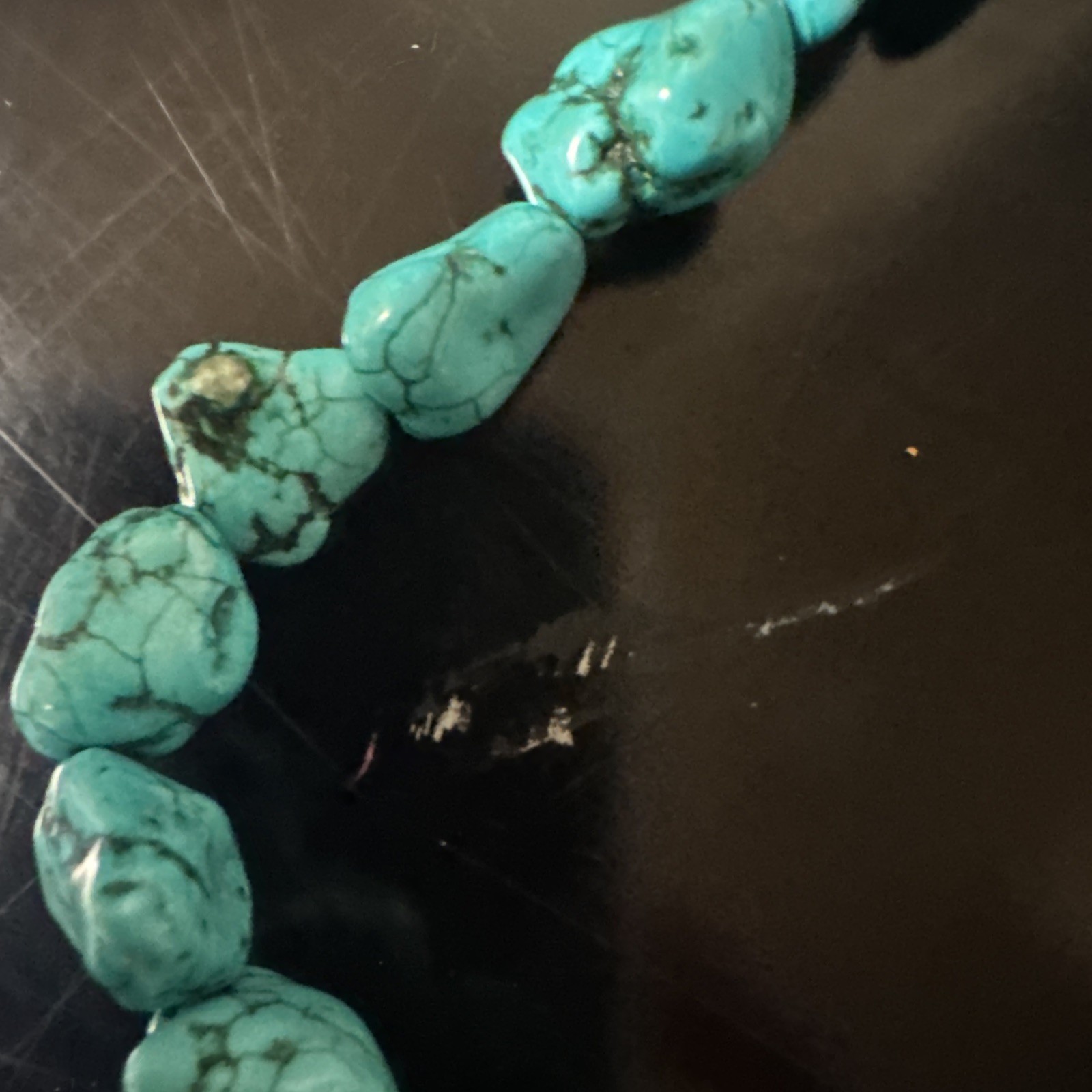 Block Turquoise Tie Back Necklace