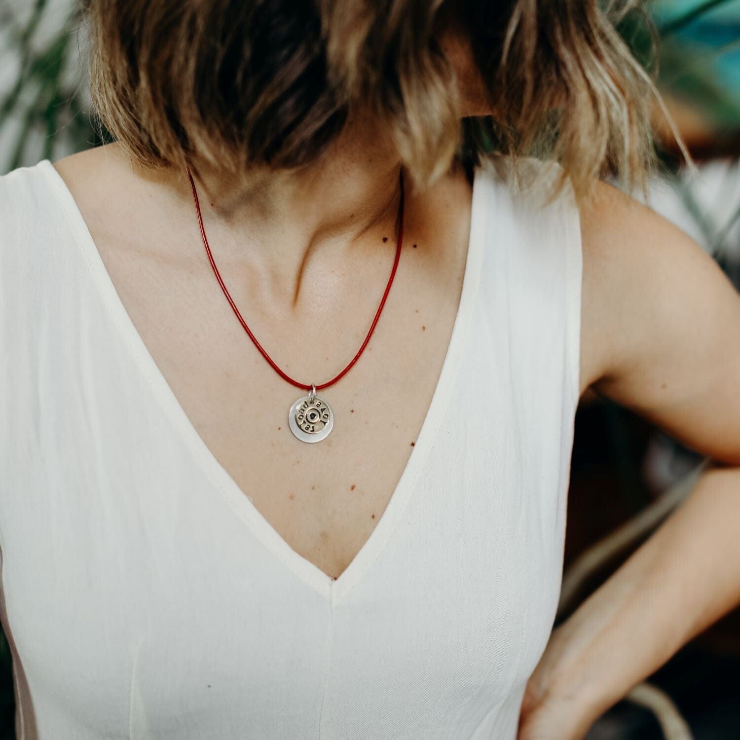 Reload Love – Leather Red Poppy Necklace Charm made of up-cycled bullet casings