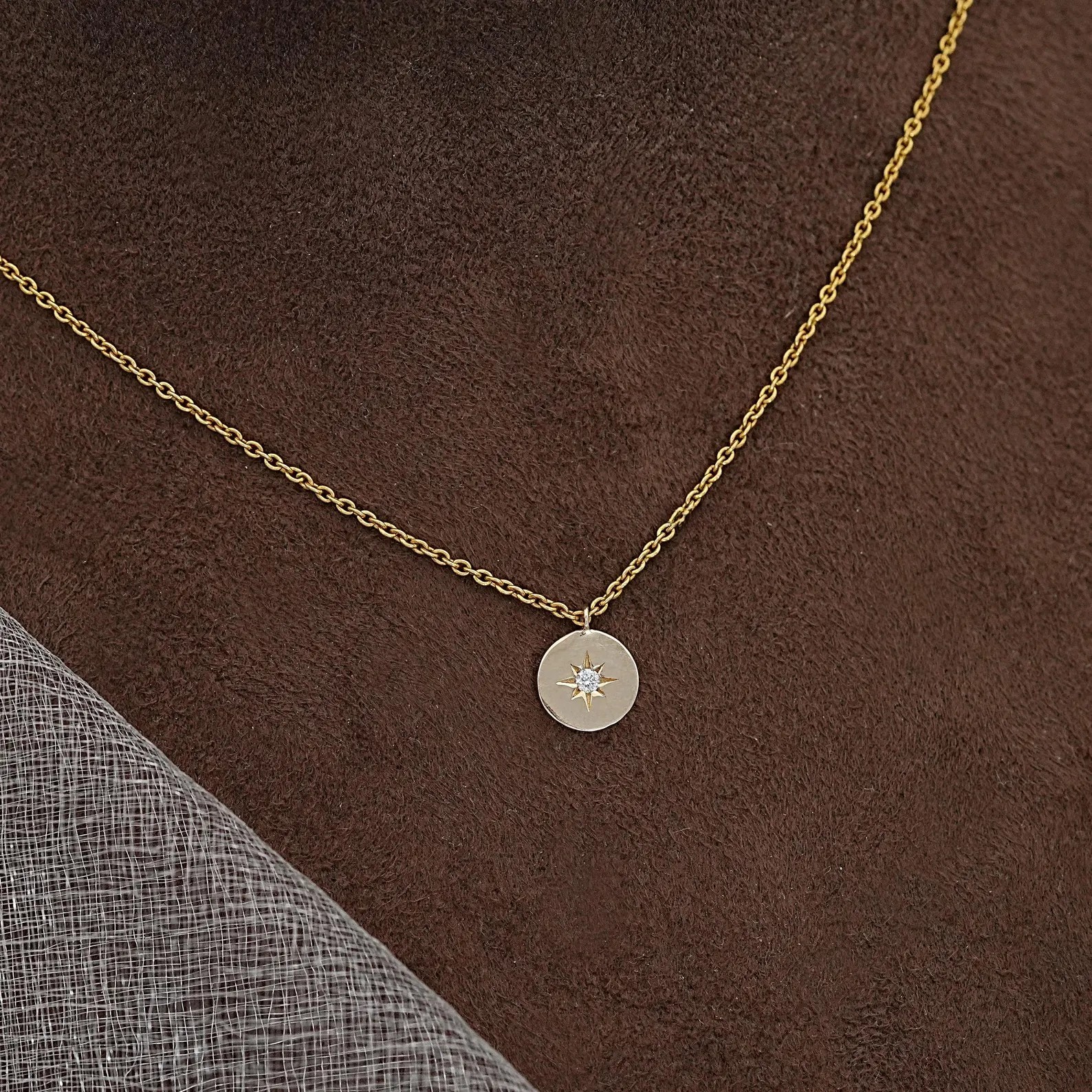 1.00 Ct Star Burst Round EF VS Lab Grown Diamond Necklace in 14K Yellow Gold
