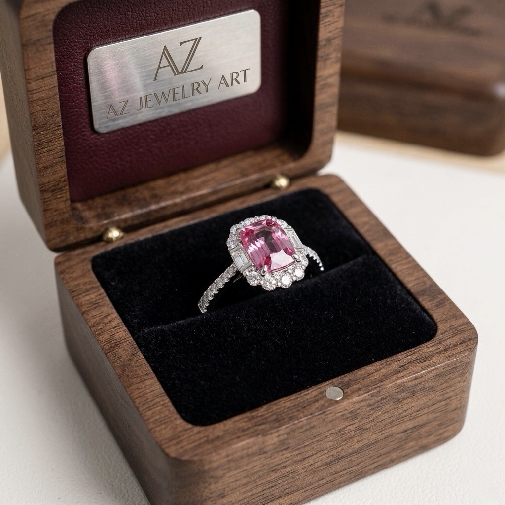Cushion Cut Pink Tourmaline Ring 925Sterling Silver Engagement Ring Gift For Her