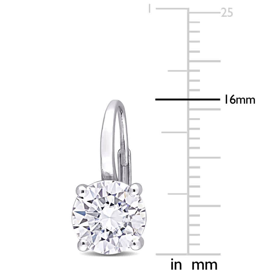 AMOUR 4 CT DEW Created Moissanite Leverback Earrings In 14K White Gold