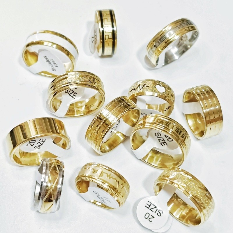 Wholesale 50 Pcs 8mm Mixed Styles Stainless Stackable Rings Unisex Bulk Jewelry