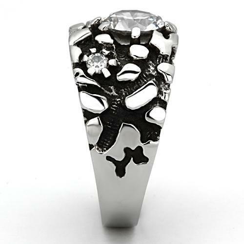 TK958 – High polished (no plating) Stainless Steel Ring with AAA Grade CZ in