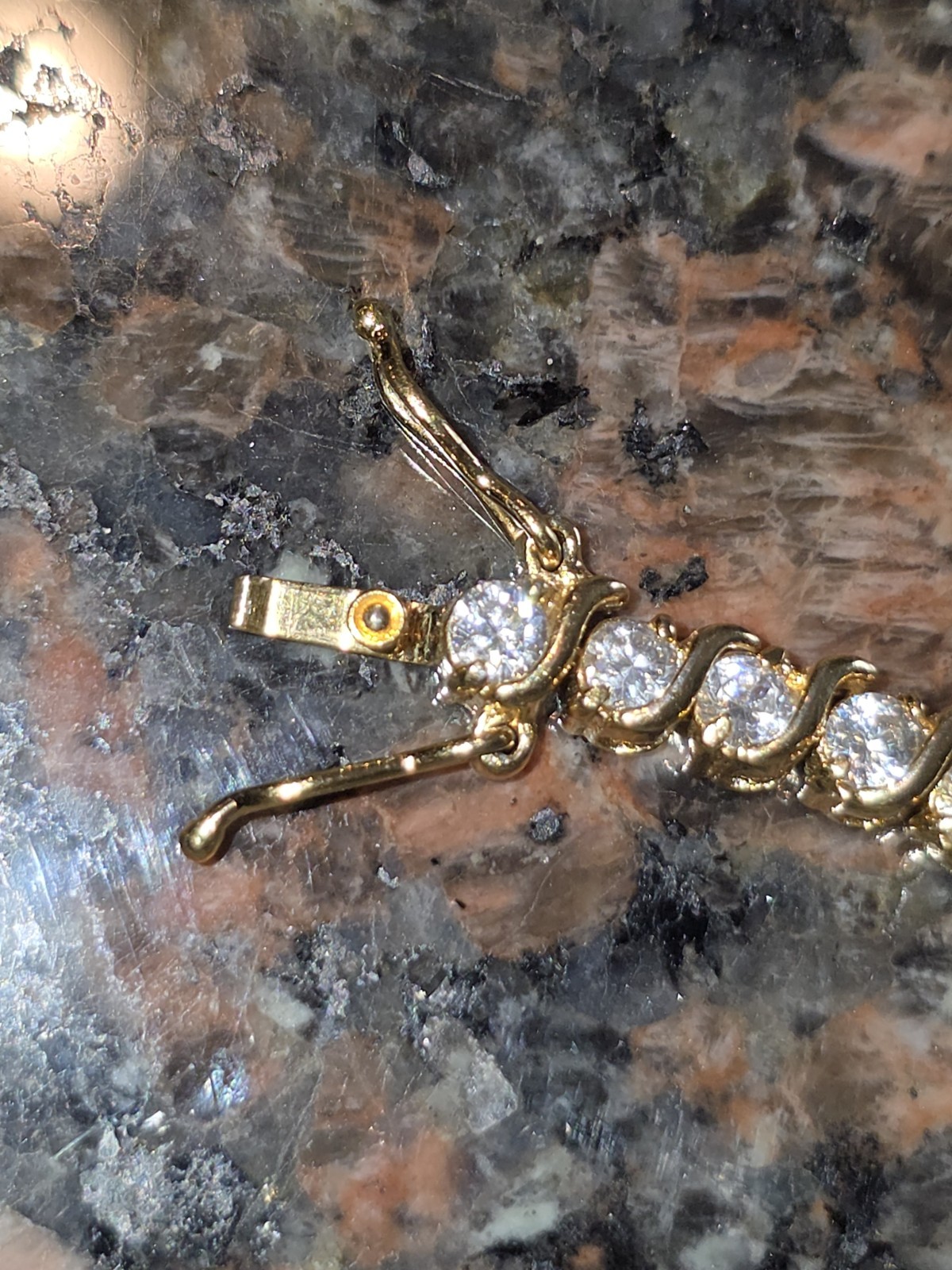 7¼” CZ & Plated Yellow Gold TENNIS BRACELET [no carat stamp]
