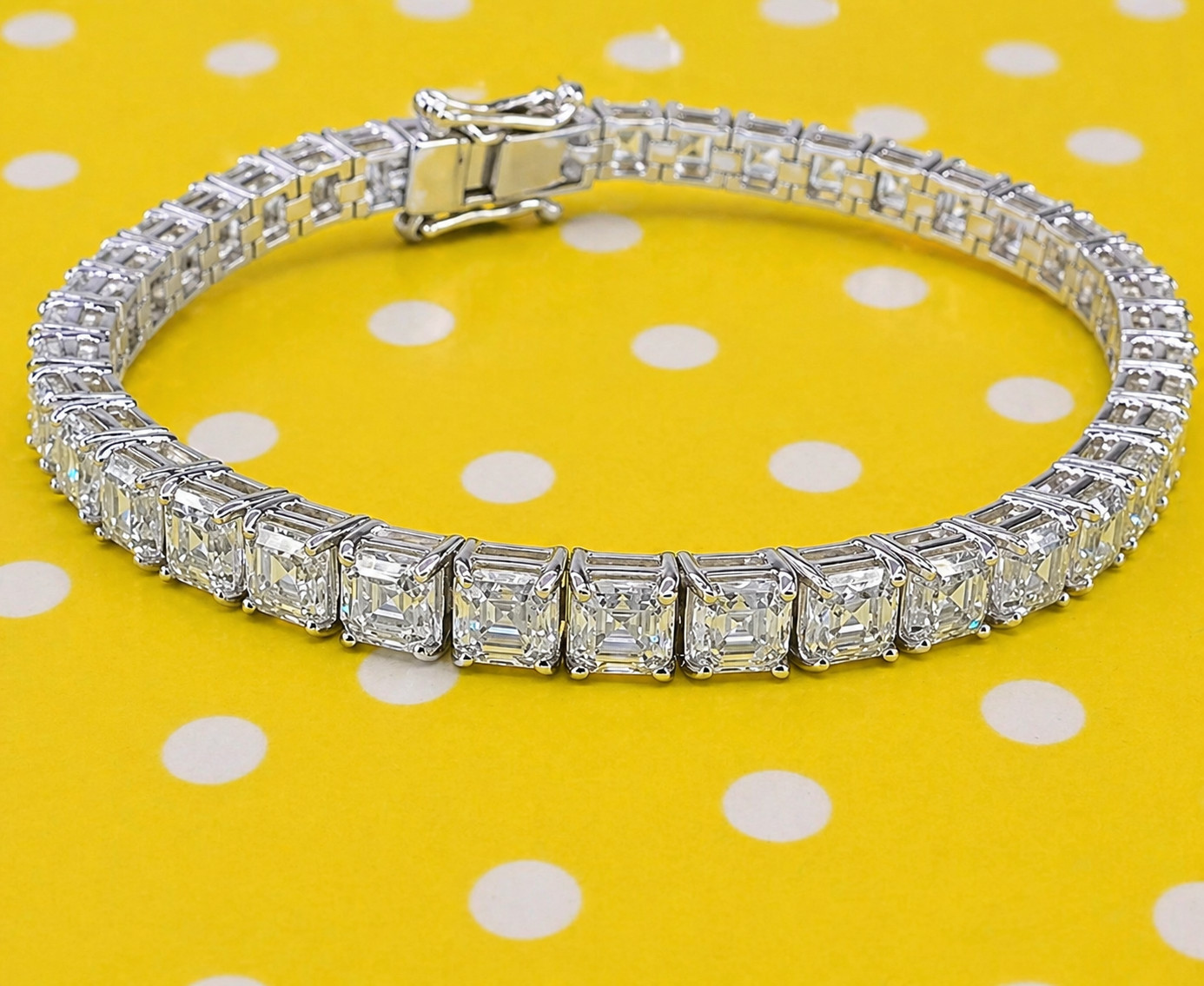 7″ Inch Long Tennis Wedding Bracelet 7 CT Asshcher Cut VVS1 Solid 14K White Gold