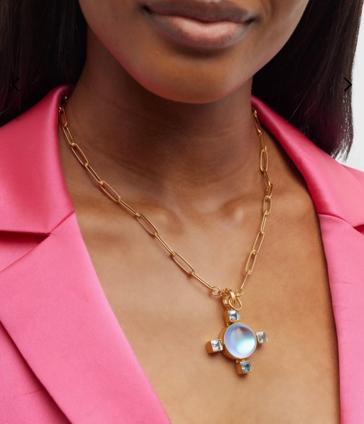 Dina Mackney Necklace Pendant 18K Gold Jewelry Luminite Blue Topaz Jewelry Gift
