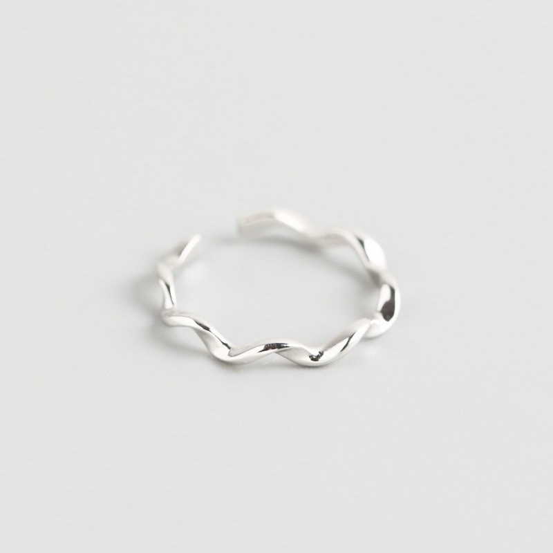 mylone 2pc 900 Silver Tone Open Adjustable Band Rings Textured & Wave 8.5