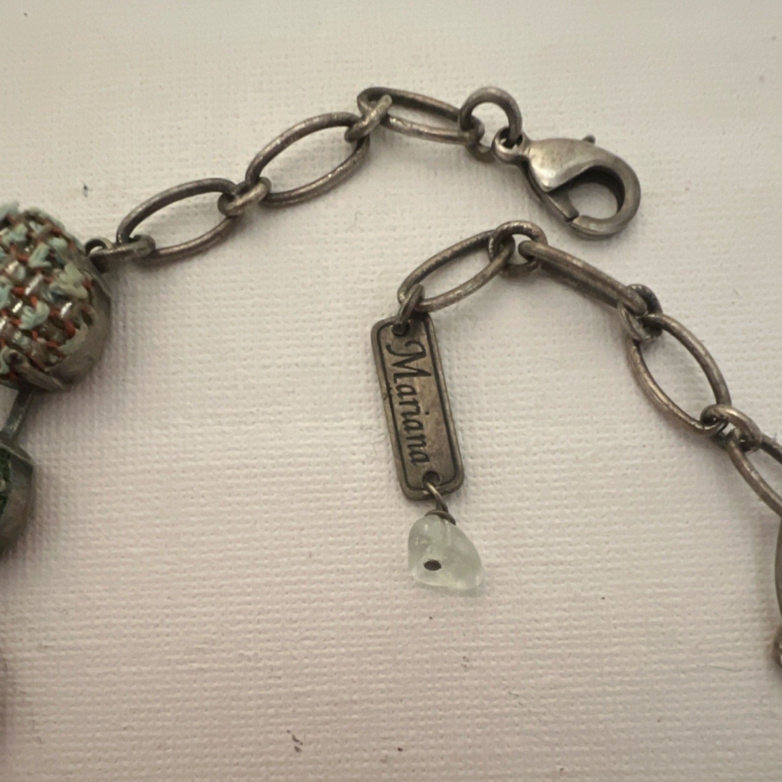 Mariana Green Crystal Multicolor Beaded Statement Cable Chain Necklace Signed