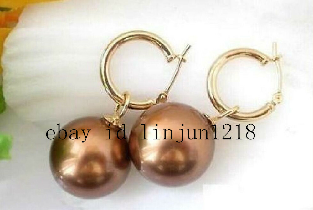 HOT 10/12/14mm Black Whit Gold Gray South Sea Shell Pearl Earring