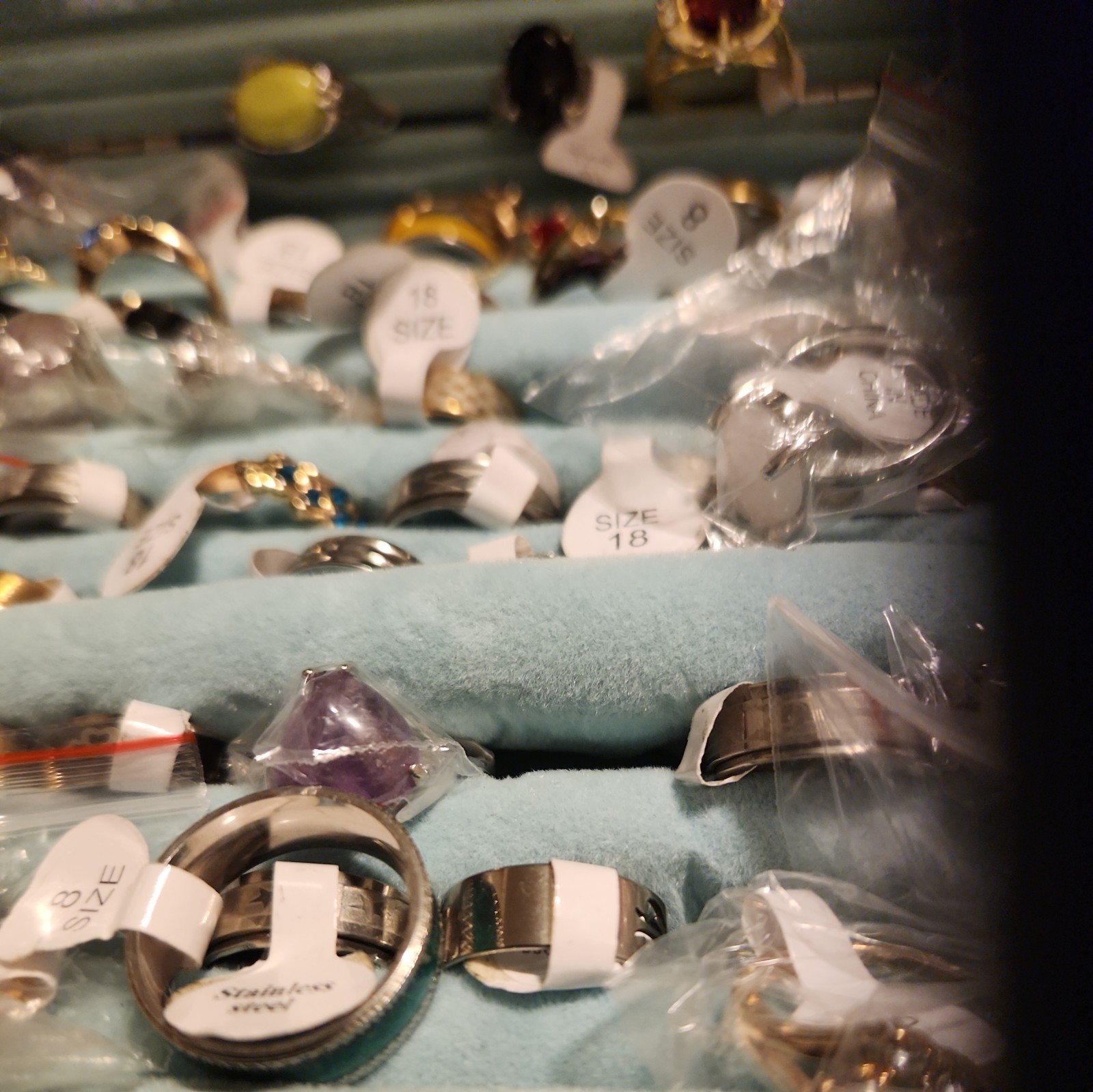 Assortment of fashion rings. varies styles and sizes