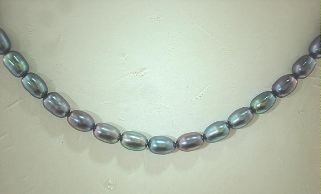 4.5mm One-Strand Cultured Freshwater Peacock Mixed Oval Pearl Necklace SP 16″ #2