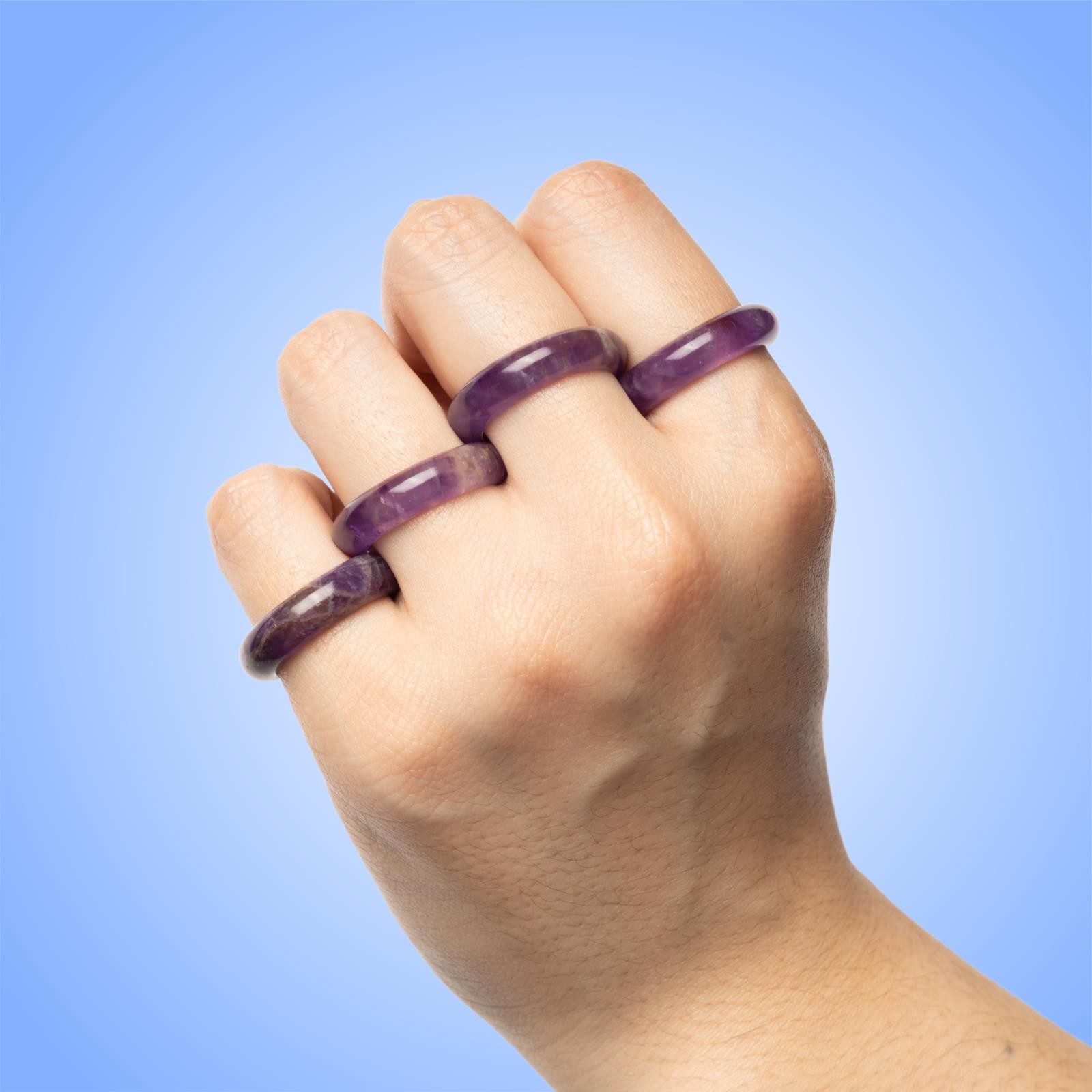 Healing Crystal Rings, Natural Stone Solid Bands, Jewelry Gifts, US Sizes 7-10
