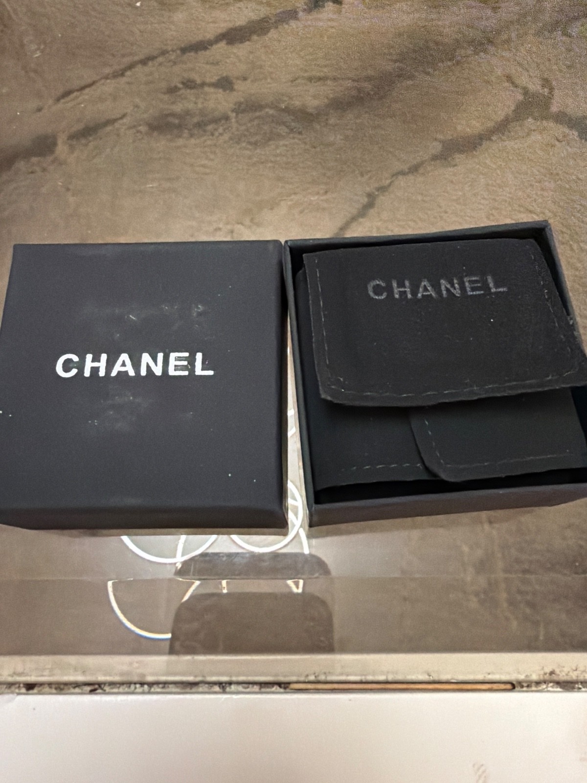AUTH CHANEL Dark Silver Crystal Pearl Double CC Dangle Earrings