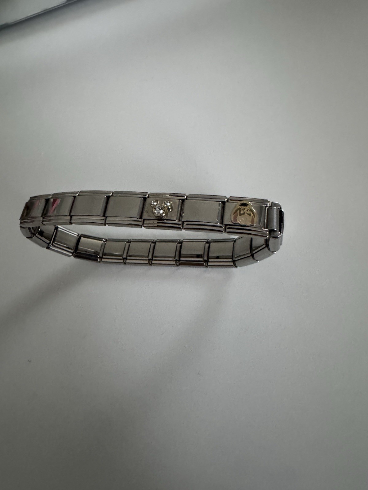 Vintage Disney x Zoppini Italian Charm Bracelet Stainless Steel Mickey Mouse