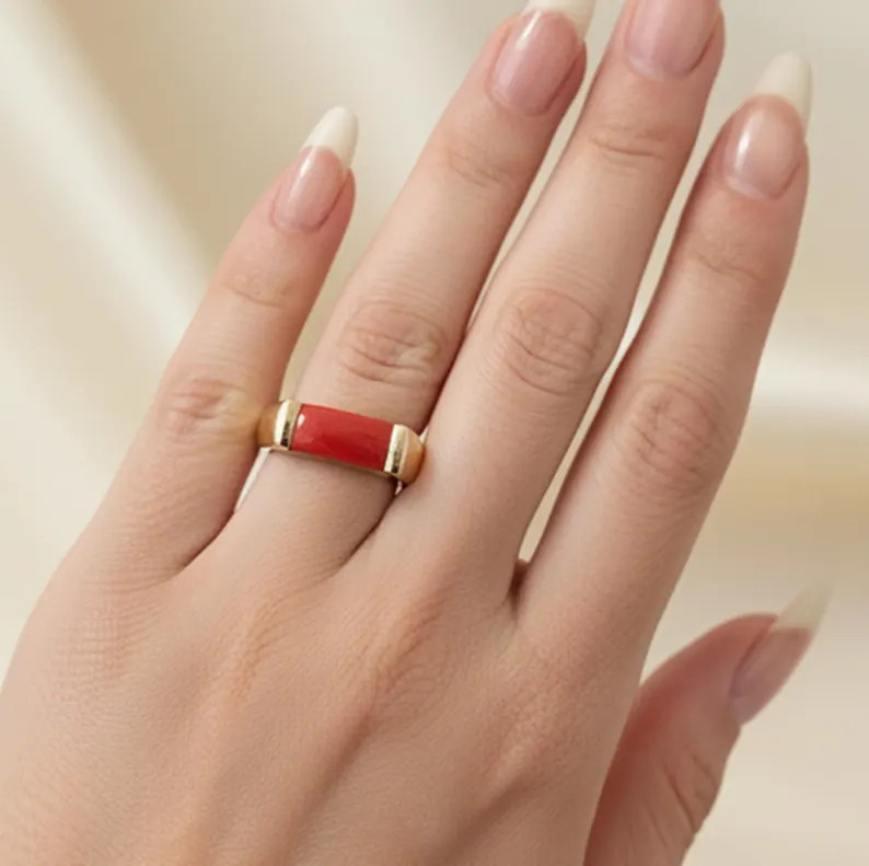 Coral Ring, Brass Gold Alloy , Birthday Gift Her, Women Ring