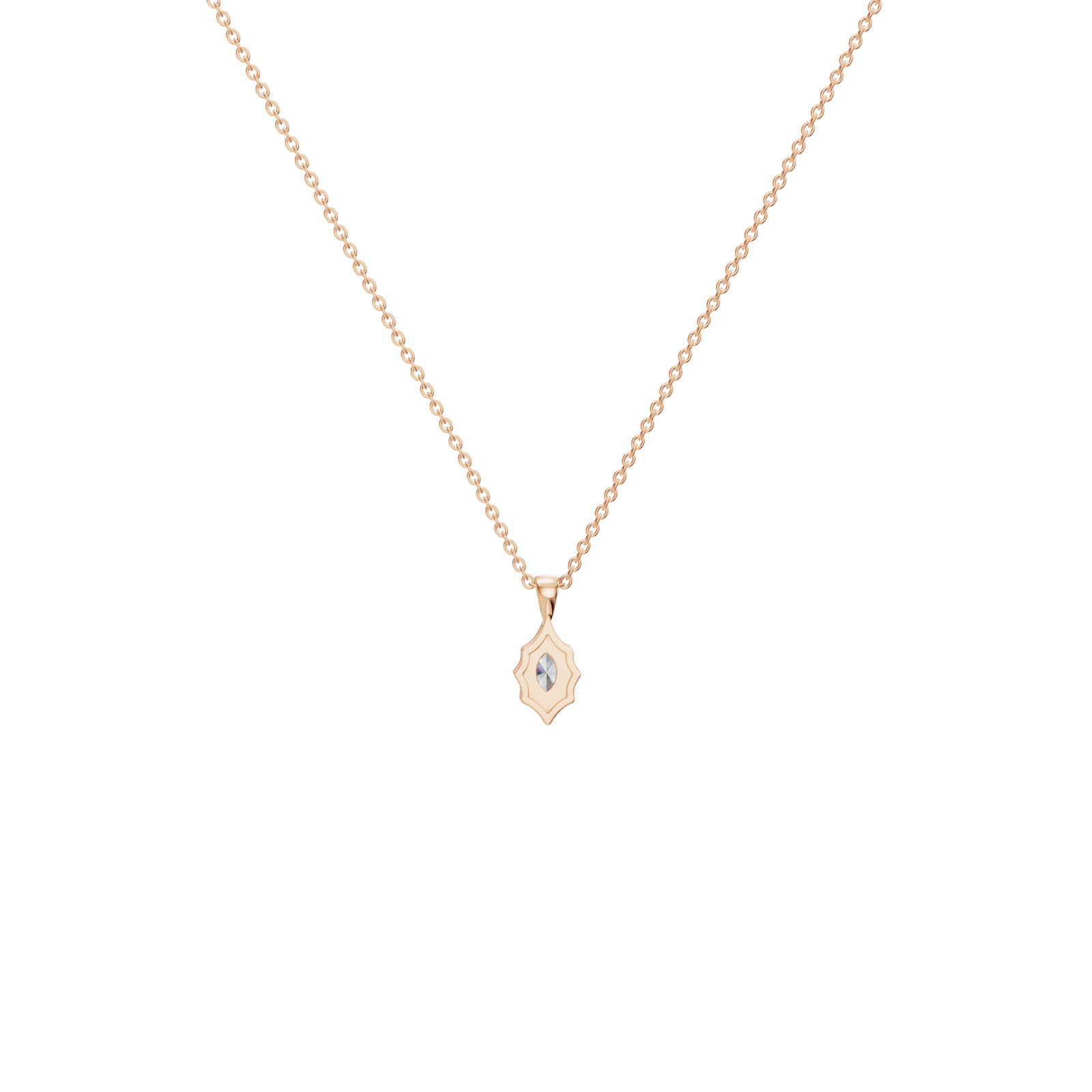 Lab Grown 1.00 Ct Marquise EF VS IGI Certified Diamond Pendant in 14k Rose Gold