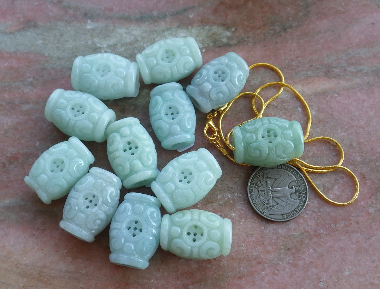 1Pcs Certified Lavender Green Natural A Jade jadeite Pendant Flower Bead 469874